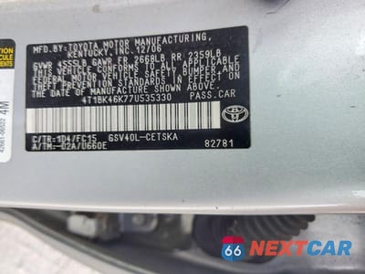 Zdjęcie 12 z 12 samochodu: 2007 TOYOTA CAMRY SE V6 VIN:4T1BK46K77U535330 - miniatura