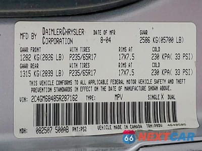 Zdjęcie 13 z 13 samochodu: 2005 CHRYSLER PACIFICA TOURING VIN:2C4GM68485R287162 - miniatura