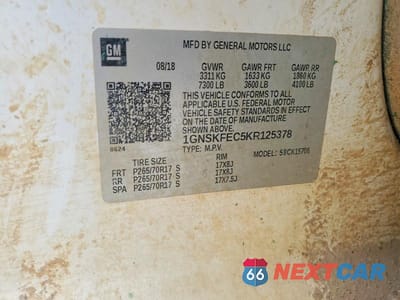 Zdjęcie 13 z 13 samochodu: 2019 CHEVROLET TAHOE SPECIAL VIN:1GNSKFEC5KR125378 - miniatura