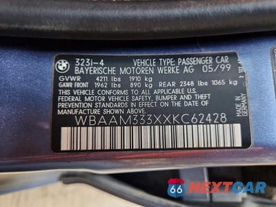 Zdjęcie 12 z 12 samochodu: 1999 BMW 323 I VIN:WBAAM333XXKC62428 - miniatura