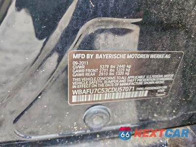 Zdjęcie 12 z 12 samochodu: 2012 BMW 535 XI VIN:WBAFU7C53CDU57071 - miniatura
