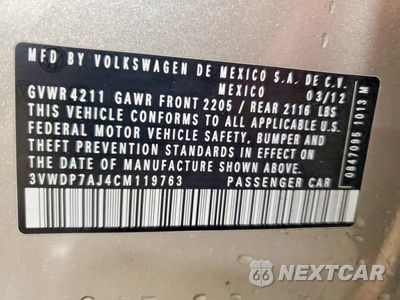 Zdjęcie 12 z 12 samochodu: 2012 VOLKSWAGEN JETTA SE VIN:3VWDP7AJ4CM119763 - miniatura