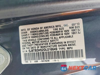 Zdjęcie 12 z 12 samochodu: 2013 ACURA RDX TECHNOLOGY VIN:5J8TB3H52DL016649 - miniatura