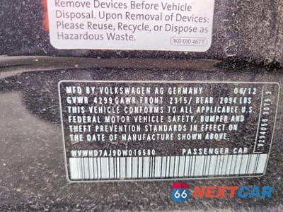 Zdjęcie 12 z 12 samochodu: 2013 VOLKSWAGEN GTI VIN:WVWHD7AJ9DW016580 - miniatura