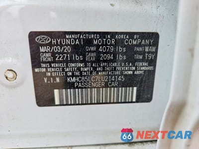 Zdjęcie 12 z 12 samochodu: 2020 HYUNDAI IONIQ SEL VIN:KMHC85LC7LU214145 - miniatura