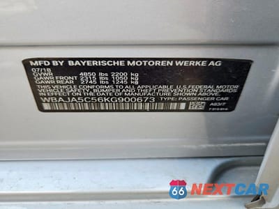 Zdjęcie 12 z 12 samochodu: 2019 BMW 530 I VIN:WBAJA5C56KG900673 - miniatura