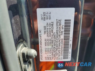 Zdjęcie 14 z 14 samochodu: 2017 HONDA CR-V EX VIN:5J6RW2H54HL045836 - miniatura