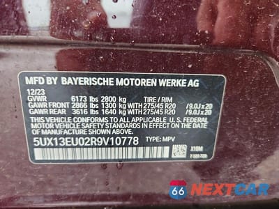Zdjęcie 13 z 13 samochodu: 2024 BMW X5 SDRIVE 40I VIN:5UX13EU02R9V10778 - miniatura