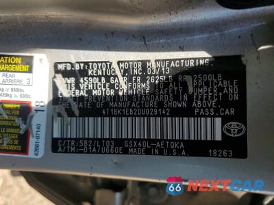 Zdjęcie 12 z 12 samochodu: 2013 TOYOTA AVALON XLE TOURING VIN:4T1BK1EB2DU029142 - miniatura