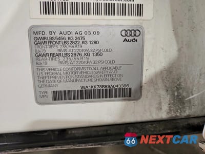 Zdjęcie 13 z 13 samochodu: 2009 AUDI Q5 3.2 VIN:WA1KK78R89A043386 - miniatura