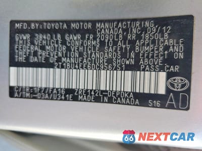 Zdjęcie 13 z 13 samochodu: 2013 TOYOTA COROLLA L VIN:2T1BU4EE6DC956751 - miniatura