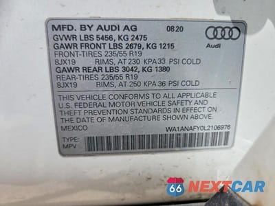 Zdjęcie 13 z 13 samochodu: 2020 AUDI Q5 PREMIUM VIN:WA1ANAFY0L2106976 - miniatura