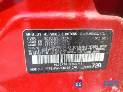 Zdjęcie 12 z 12 samochodu: 2015 MITSUBISHI MIRAGE DE VIN:ML32A3HJ3FH057441 - miniatura
