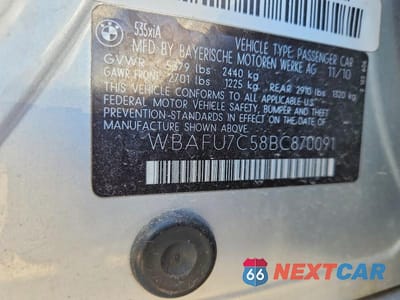 Zdjęcie 12 z 12 samochodu: 2011 BMW 535 XI VIN:WBAFU7C58BC870091 - miniatura