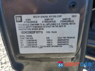 Zdjęcie 13 z 13 samochodu: 2002 CHEVROLET SILVERADO C2500 HEAVY DUTY VIN:1GCHC23G22F107713 - miniatura