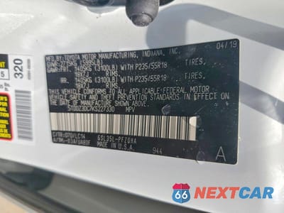 Zdjęcie 13 z 13 samochodu: 2019 TOYOTA SIENNA XLE 7-PASSENGER VIN:5TDDZ3DC7KS227330 - miniatura