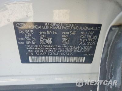 Zdjęcie 12 z 12 samochodu: 2017 HYUNDAI SANTA FE SPORT 2.4L VIN:5NMZU3LB6HH027435 - miniatura