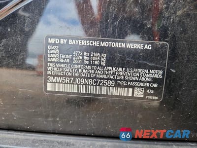 Zdjęcie 13 z 13 samochodu: 2022 BMW 330XI VIN:3MW5R7J09N8C72589 - miniatura