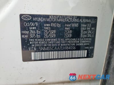 Zdjęcie 13 z 13 samochodu: 2020 HYUNDAI SANTA FE LIMITED 2.0T VIN:5NMS5CAA7LH184036 - miniatura