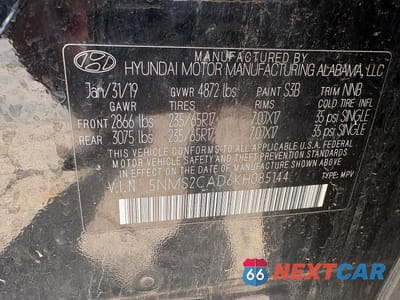 Zdjęcie 10 z 11 samochodu: 2019 HYUNDAI SANTA FE SE VIN:5NMS2CAD6KH085144 - miniatura