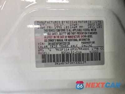 Zdjęcie 12 z 12 samochodu: 2017 NISSAN SENTRA SV VIN:3N1AB7AP3HY330139 - miniatura