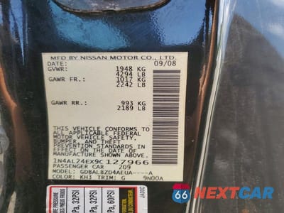 Zdjęcie 12 z 12 samochodu: 2009 NISSAN ALTIMA 2.5S VIN:1N4AL24EX9C127966 - miniatura