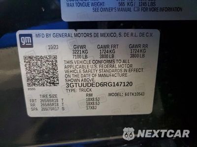Zdjęcie 12 z 12 samochodu: 2024 GMC SIERRA K1500 SLT VIN:3GTUUDED6RG147120 - miniatura