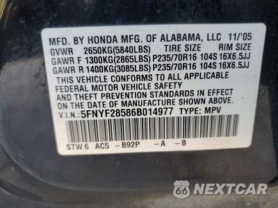 Zdjęcie 13 z 13 samochodu: 2006 HONDA PILOT EX VIN:5FNYF28586B014977 - miniatura