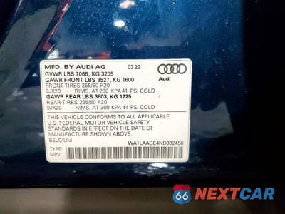 Zdjęcie 12 z 12 samochodu: 2022 AUDI E-TRON PREMIUM PLUS VIN:WA1LAAGE4NB032456 - miniatura