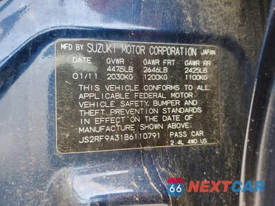Zdjęcie 13 z 13 samochodu: 2011 SUZUKI KIZASHI SE VIN:JS2RF9A31B6110791 - miniatura
