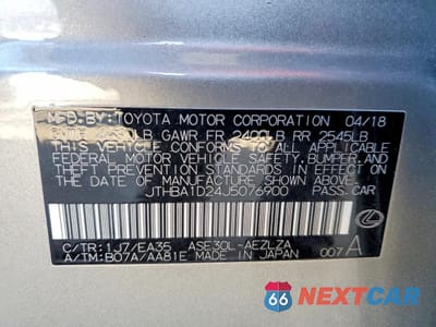 Zdjęcie 13 z 13 samochodu: 2018 LEXUS IS 300 VIN:JTHBA1D24J5076900 - miniatura