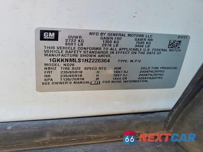 Zdjęcie 12 z 12 samochodu: 2017 GMC ACADIA SLT-1 VIN:1GKKNMLS1HZ226364 - miniatura