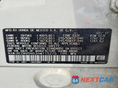 Zdjęcie 13 z 13 samochodu: 2017 HONDA HR-V EX VIN:3CZRU5H53HM715270 - miniatura