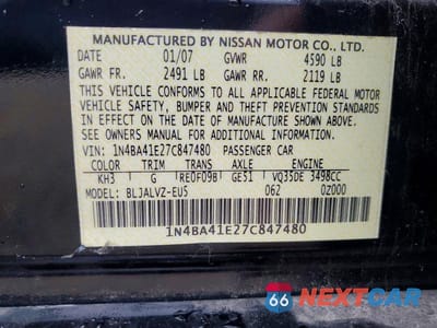Zdjęcie 13 z 13 samochodu: 2007 NISSAN MAXIMA 3.5 SE VIN:1N4BA41E27C847480 - miniatura