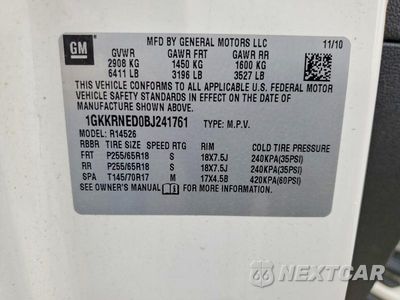 Zdjęcie 13 z 13 samochodu: 2011 GMC ACADIA SLE VIN:1GKKRNED0BJ241761 - miniatura