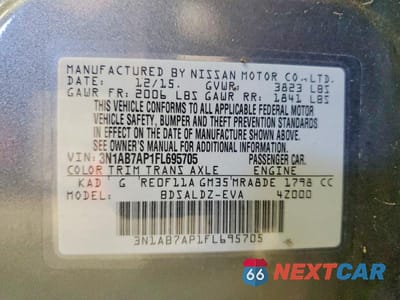 Zdjęcie 12 z 12 samochodu: 2015 NISSAN SENTRA SV VIN:3N1AB7AP1FL695705 - miniatura