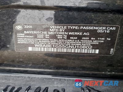 Zdjęcie 12 z 12 samochodu: 2016 BMW 320 I VIN:WBA8E1G55GNU10802 - miniatura