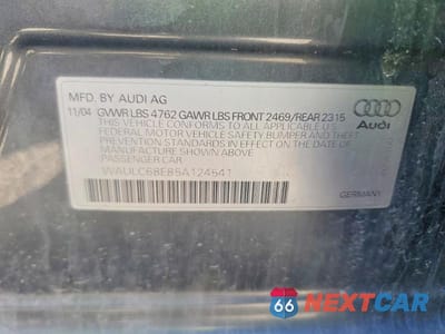 Zdjęcie 12 z 12 samochodu: 2005 AUDI A4 1.8T QUATTRO VIN:WAULC68E85A124541 - miniatura
