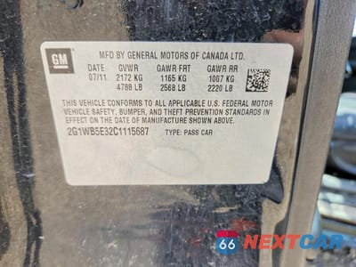 Zdjęcie 13 z 13 samochodu: 2012 CHEVROLET IMPALA LT VIN:2G1WB5E32C1115687 - miniatura
