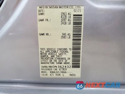 Zdjęcie 12 z 12 samochodu: 2023 NISSAN ALTIMA S VIN:1N4BL4BV2PN362432 - miniatura