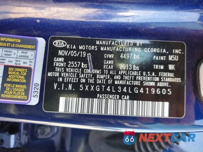 Zdjęcie 13 z 13 samochodu: 2020 KIA OPTIMA S VIN:5XXGT4L34LG419605 - miniatura