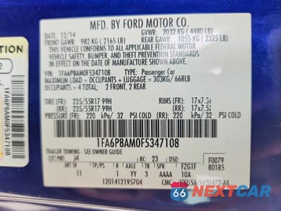 Zdjęcie 13 z 13 samochodu: 2015 FORD MUSTANG VIN:1FA6P8AM0F5347108 - miniatura