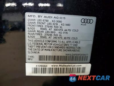 Zdjęcie 13 z 13 samochodu: 2015 AUDI Q7 PREMIUM PLUS VIN:WA1LGAFE5FD019477 - miniatura