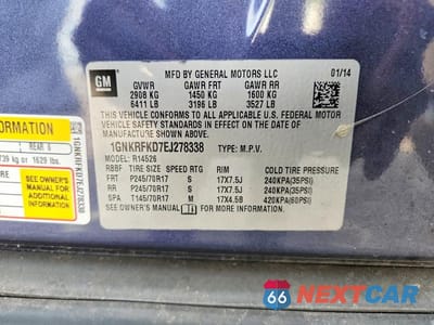 Zdjęcie 13 z 13 samochodu: 2014 CHEVROLET TRAVERSE LS VIN:1GNKRFKD7EJ278338 - miniatura