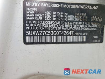 Zdjęcie 12 z 12 samochodu: 2016 BMW X3 SDRIVE28I VIN:5UXWZ7C53G0T42647 - miniatura