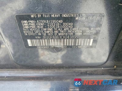 Zdjęcie 13 z 13 samochodu: 2012 SUBARU IMPREZA PREMIUM W/CO VIN:JF1GPAB63CH243895 - miniatura