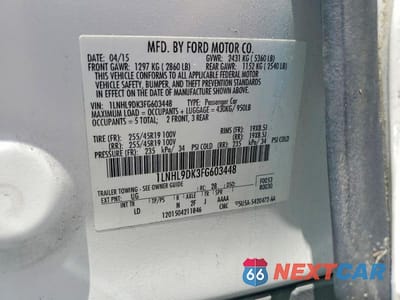 Zdjęcie 12 z 12 samochodu: 2015 LINCOLN MKS VIN:1LNHL9DK3FG603448 - miniatura
