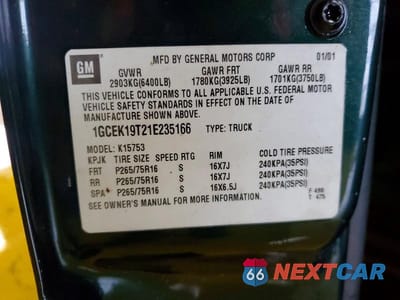 Zdjęcie 12 z 12 samochodu: 2001 CHEVROLET SILVERADO K1500 VIN:1GCEK19T21E235166 - miniatura