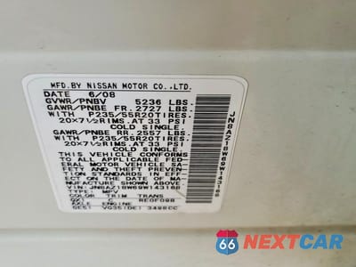 Zdjęcie 12 z 12 samochodu: 2009 NISSAN MURANO S VIN:JN8AZ18W69W143168 - miniatura