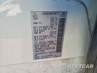 Zdjęcie 13 z 13 samochodu: 2023 NISSAN PATHFINDER SV VIN:5N1DR3BAXPC236920 - miniatura